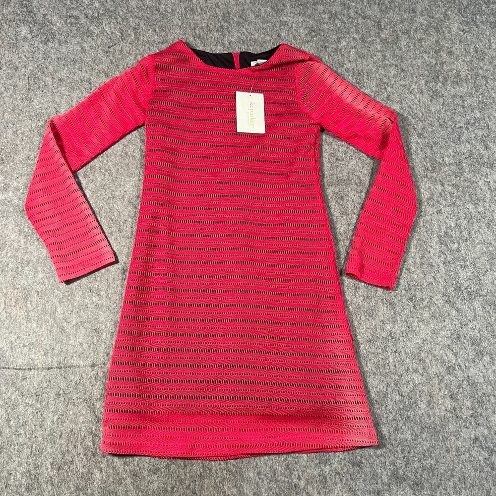 KC‎ Parker by Hartstrings Girls Knit Dress Size Medium Red Black Zip Back Spring